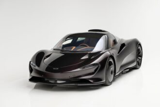 A rare 2020 McLaren Speedtail with just 71 miles, violet finish, £81k roof scoop and 250mph top speed is up for auction at £1.45m through RM Sotheby's.